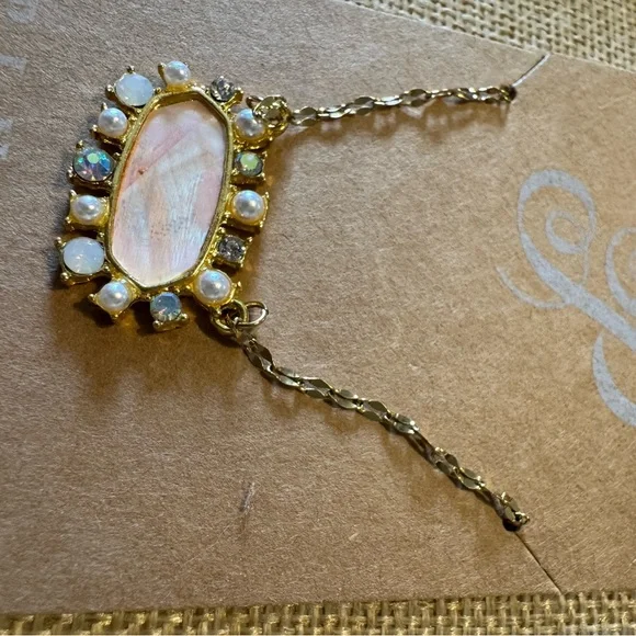 Plunder Gold Necklace with Pink Pearl and Crystal Pendant - Picture 5 of 5
